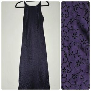 Vintage Y2K A‑List by Wrapper Satin Velvet Floral Maxi Dress Formal Whimsigoth 5